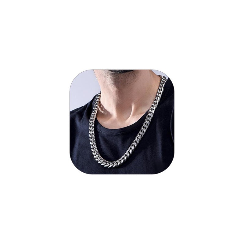 ChainsHouse Stainless Steel Mens Necklace Large Heavy 14mm 18inches Cuban Chain Link Necklace Rapper Jewelry - Image 1